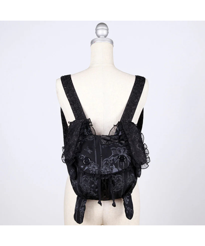h.NAOTO Lovely Bunny Frill Backpack / BK | TyCH