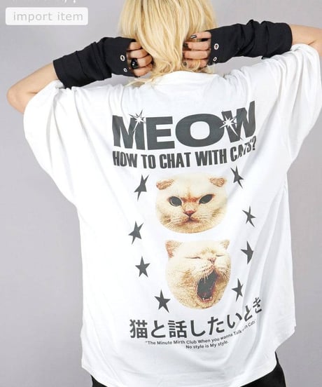 Deorart IPT018 オーバーサイズTシャツ [ I want to talk cat ]（LLサイズ）