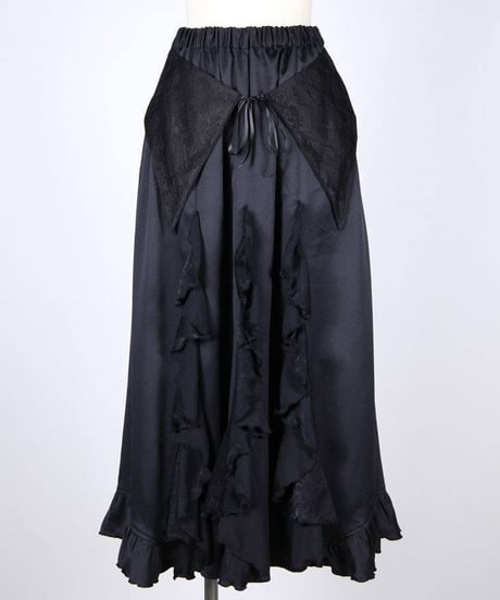h.NAOTO　Gothic Ruffle Wrap-Style Flared Maxi Skirt