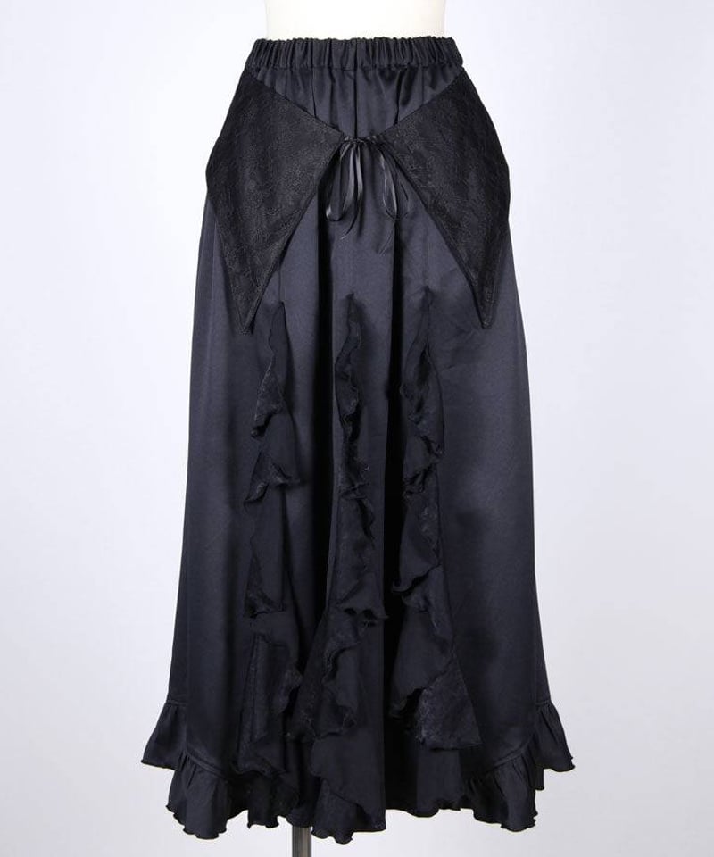h.NAOTO Gothic Ruffle Wrap-Style Flared Maxi Sk