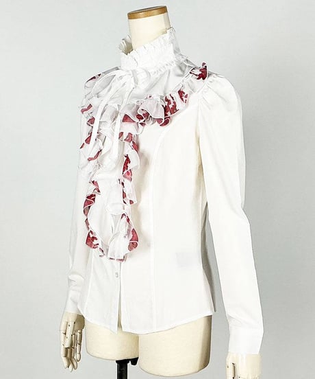 h.NAOTO　Blood Rose Ruffle Blouse / WH-RD / Mサイズ