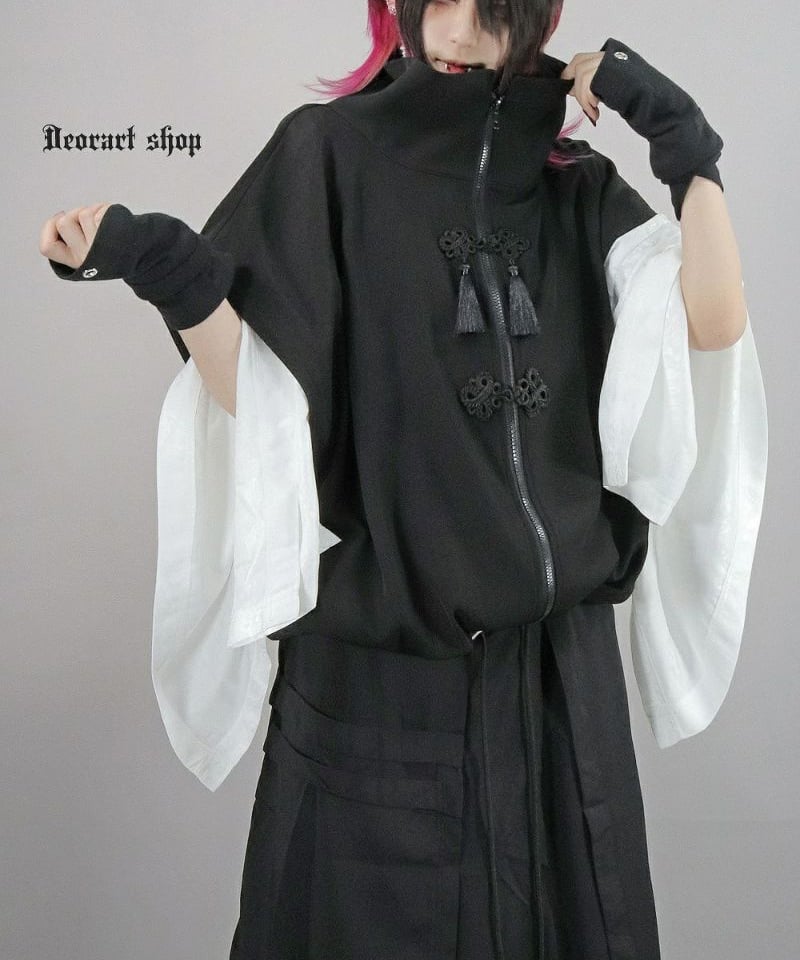 Deorart DRT2840 【GOTH CHINA】ワイド五分袖・チャイナシャツ