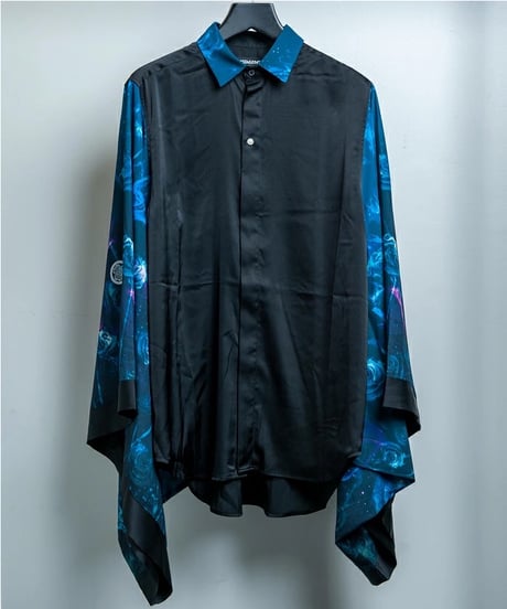 BACKSTAGEPASS　AGS3712　KIMONO-SKULLS N' ROSES(キモノｰスカル アンド ローゼズ)キモノスリーブ シャツ (BLACK)