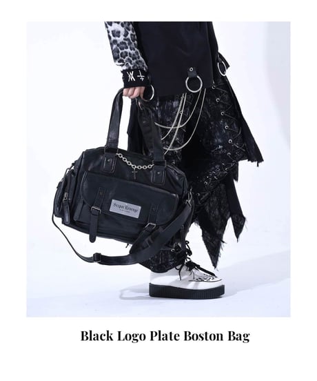 SEXPOT ReVenGe   sd36186-101 Black Logo Plate Boston Bag