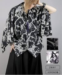 Deorart DRT2884 [ 2WAY ] KIMONO袖 オーバーサイズ シャツ [グランジフラワー]