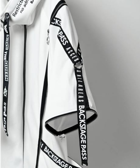 BACKSTAGEPASS　NGS5502　PARACHUTE-PARKAビッグシルエット ジップアップ パーカー(WHITE)