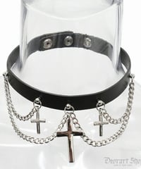 Deorart  BY2097 cross 2chain choker クロス 2連チェーン チョーカー/首輪/十字架/ゴシック