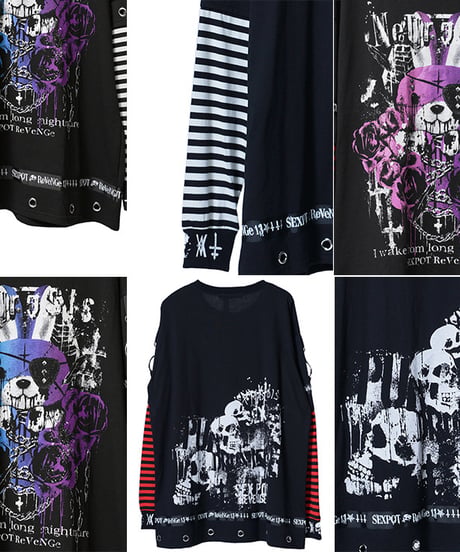 SEXPOT ReVenGe  sa681432  NEUROSIS BUNNY LOGO BELT BORDER BIG カットソー