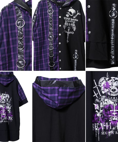 SEXPOT ReVenGe  sb08760  DEVIL IN ME PUNKISH SID RING CHECK LAYERED シャツ パーカ