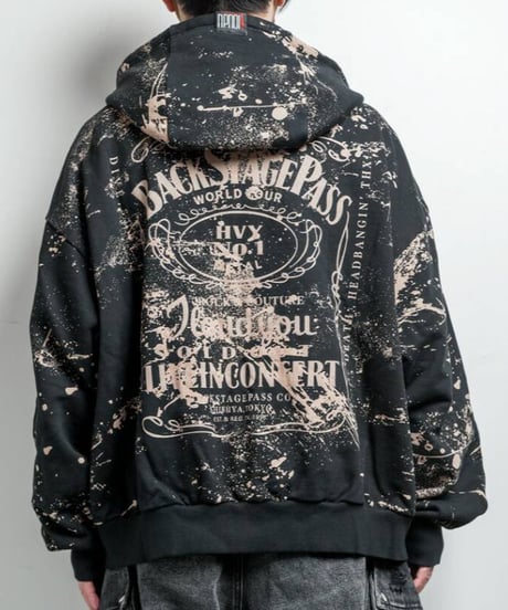 BACKSTAGEPASS　GBS5501　BONZO HOODIE(ボンゾ フーディー)ビッグシルエット ジップアップパーカー (BLACK)