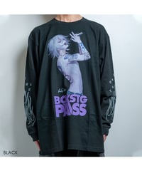 BACKSTAGEPASS　AGS2214 【黒野京×BACKSTAGE PASS コラボ】SHOUT(シャウト) ピグメント加工 オーバーサイズ ロンT(BLACK)