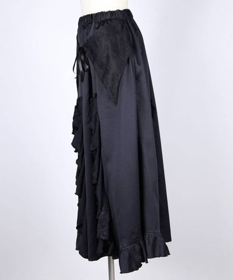h.NAOTO　Gothic Ruffle Wrap-Style Flared Maxi Skirt