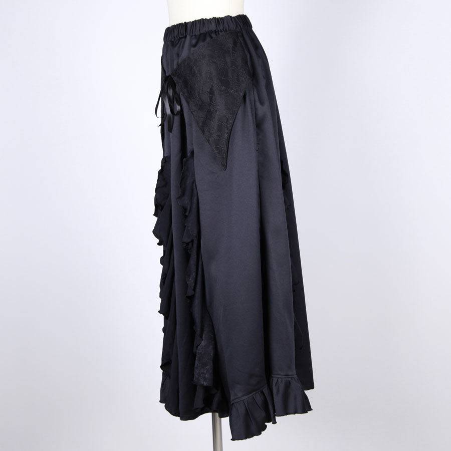 h.NAOTO Gothic Ruffle Wrap-Style Flared Maxi Sk