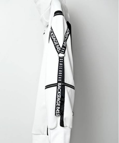 BACKSTAGEPASS　NGS5502　PARACHUTE-PARKAビッグシルエット ジップアップ パーカー(WHITE)