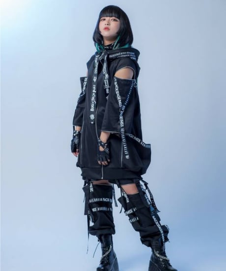BACKSTAGEPASS　NGS5502　PARACHUTE-PARKAビッグシルエット ジップアップ パーカー(BLACK)