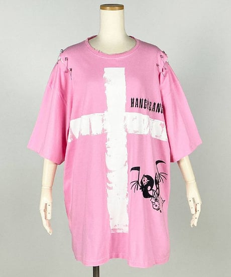 h.NAOTO　Hand-drawn cross oversize T-sh / PK