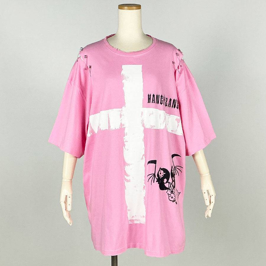 h.naoto グラフィック Tシャツ 半袖 h.NAOTO Hand-drawn cross oversize T-sh / PK | T