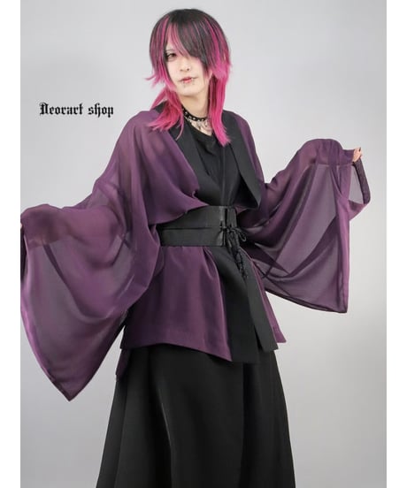 Deorart  DRT2878 [ 透け感シアー ]　KIMONO袖 ロングトッパー [羽織]
