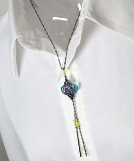 Deorart  BY1145 ステンドグラス・ペンダント ネックレス[ butterfly lamp ]