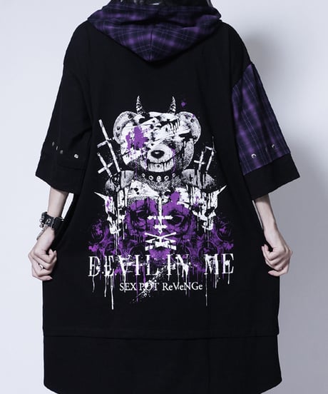 SEXPOT ReVenGe  sb08760  DEVIL IN ME PUNKISH SID RING CHECK LAYERED シャツ パーカ