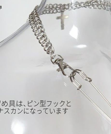 Deorart  BY1167 バタフライ＆クロス2連ネックレス [蝶・十字架]