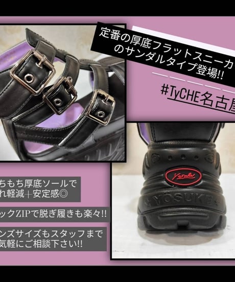 YOSUKE 　4460009 BL　厚底サンダル(ブラック)