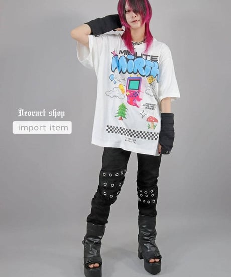 Deorart IPT014 オーバーサイズTシャツ [ Retro GAME・PINK ]（L/LLサイズ）