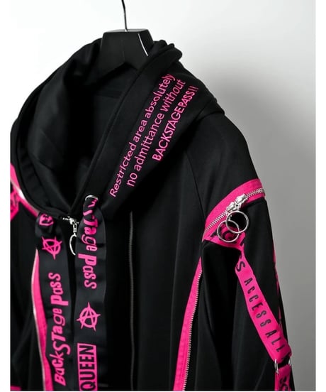 BACKSTAGEPASS　NGS5502　PARACHUTE-PARKAビッグシルエット ジップアップ パーカー(PINK)