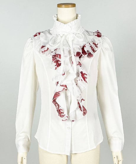 h.NAOTO　Blood Rose Ruffle Blouse / WH-RD / Mサイズ