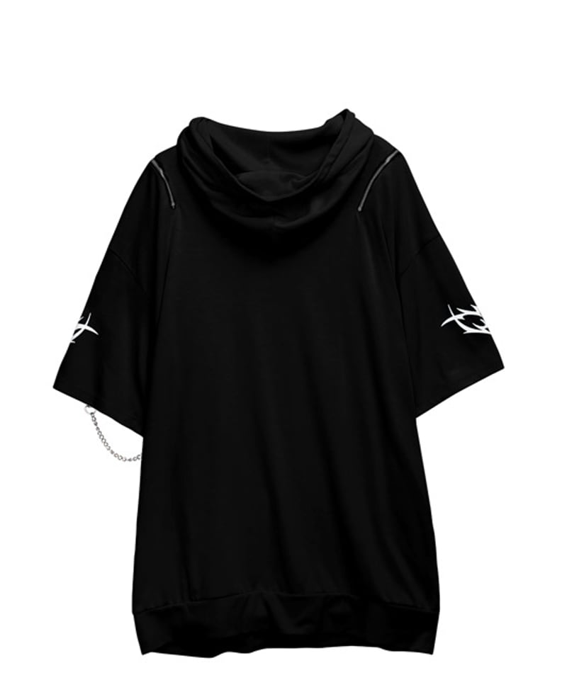 LISTEN FLAVOR 2513506 メタルハートの肩ジップチェーン半袖