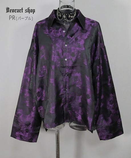 Deorart  DRT2861ジャガード フラワー柄・オーバーサイズシャツ