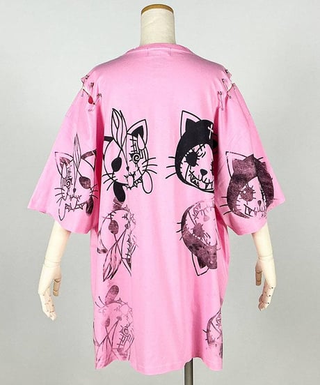 h.NAOTO　Hand-drawn cross oversize T-sh / PK