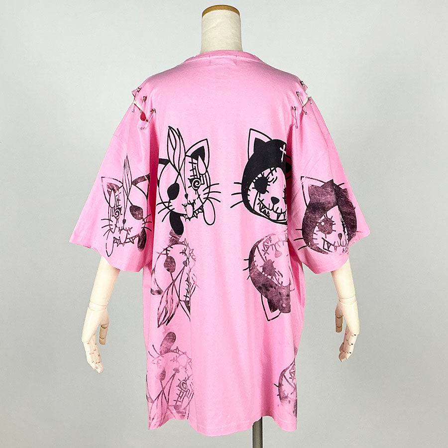 h.NAOTO Hand-drawn cross oversize T-sh / PK | T