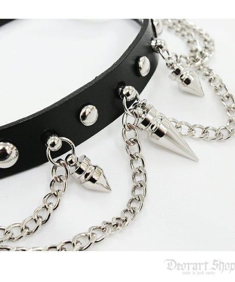 Deorart  BY2094 Spike 2chain choker スパイク/ニードル 2連チェーン