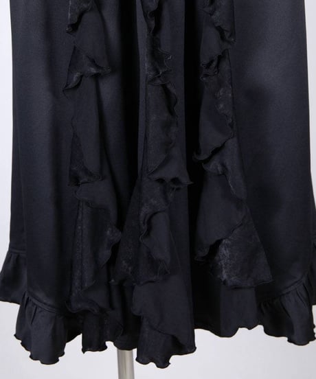 h.NAOTO　Gothic Ruffle Wrap-Style Flared Maxi Skirt