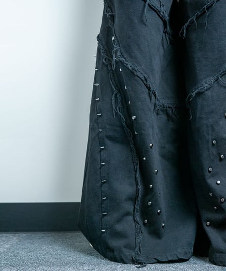 BACKSTAGEPASS　GBS4102 OZZY O(オジィーオー)スタッズデニム ワイドバギー パンツ(BLACK)