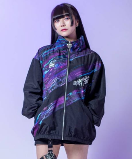 BACKSTAGEPASS　AGS5904　ELECTRONIC CIRCUIT(エレクトロニック サーカス)オーバーサイズ トラックジャケット(PURPLE)