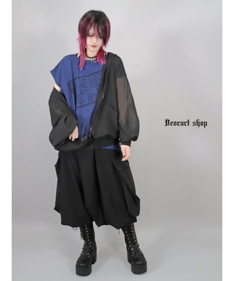 Deorart  DRT2876 [ 透け感シアー ]　ネコミミフード・シアー ジップパーカー