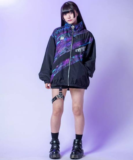 BACKSTAGEPASS　AGS5904　ELECTRONIC CIRCUIT(エレクトロニック サーカス)オーバーサイズ トラックジャケット(PURPLE)