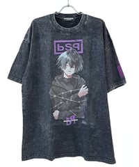 BACKSTAGEPASS　AGS1210　【黒野京×BACKSTAGE PASS コラボ】BARBED ピグメント加工 オーバーサイズ Tシャツ（D.GRAY）