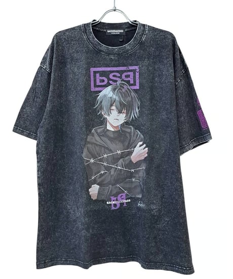 BACKSTAGEPASS　AGS1210　【黒野京×BACKSTAGE PASS コラボ】BARBED ピグメント加工 オーバーサイズ Tシャツ（D.GRAY）