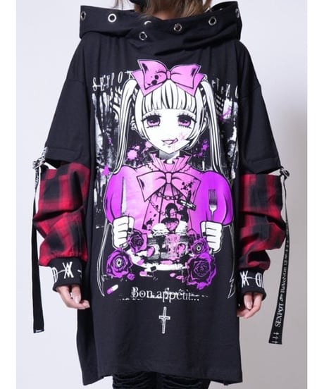 SEXPOT ReVenGe   sa681468 召し上がれ... DESIGN HOOD BONDAGE CHECK カットソー