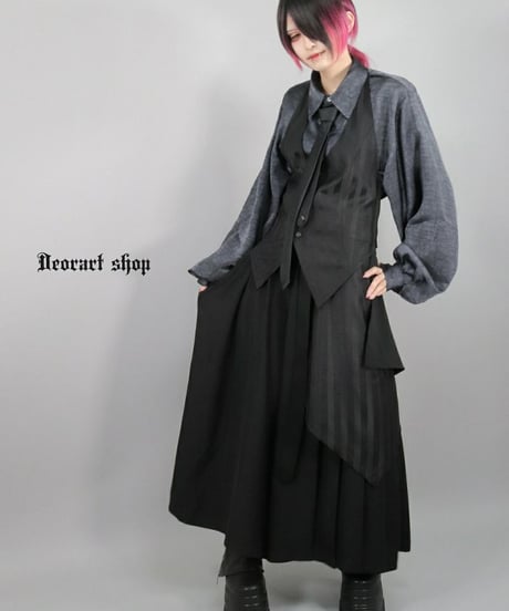 Deorart  DRT2866 ストライプ柄 レイヤード・ゴシック ベルト フラップ