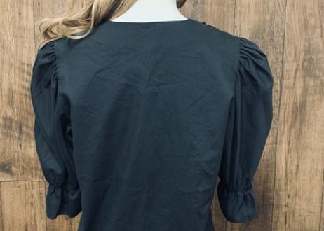 黒　ブラック　ブラウス　レース　スクエア　ガーリー　カントリー　ロリータ　ヴィンテージ　 vintage ユーズド used 古着/club723 (N30)