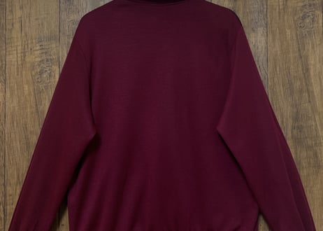 レトロ クラシカル トップス 長袖 襟 チェック エンジ ボルドー 紺 ネイビー トラッド アイビー 個性的 おしゃれ USA vintage used 古着/club723(N273)