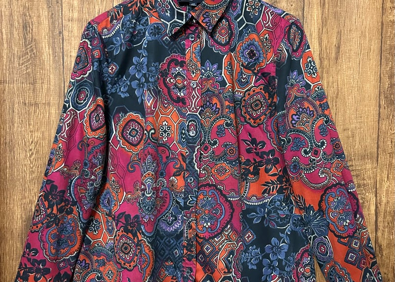 No.1023 VINTAGE ヴィンテージ 古着 総柄シャツ 花柄 長袖シャツ 総柄長袖シャツ 花柄 レトロ カジュアルシャツ 古着 ヴィンテージ