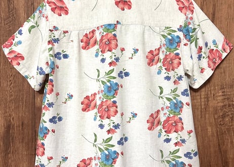 花 柄 シャツ 半袖 カラフル レトロ カントリー ガーリー 個性的 おしゃれ かわいい USA ヴィンテージ used vintage 古着/club723(N527)