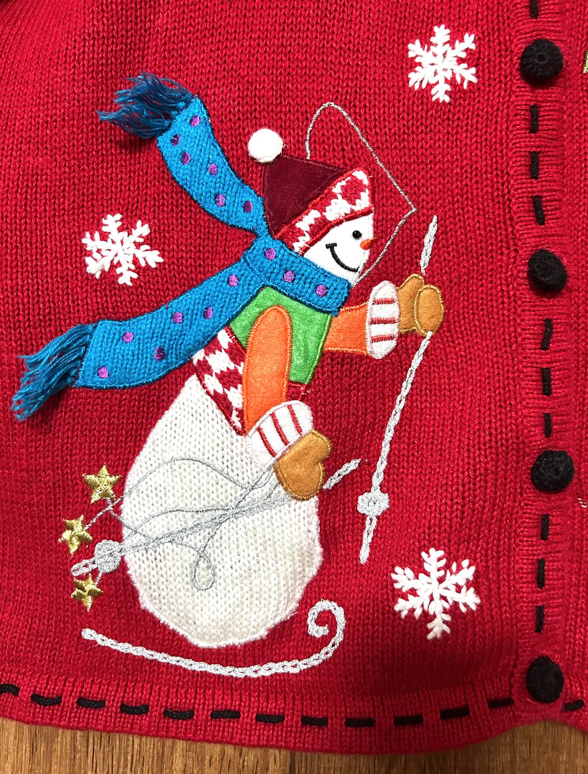 クリスマス　刺繍カーディガン　アグリーセーター　ヴィンテージ　赤 37b39bd732bd734236141469d9507f