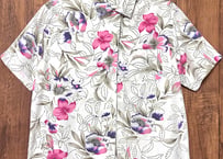 アロハ ハワイアン 柄 シャツ 花 ハイビスカス 胸ポケット カラフル レトロ おしゃれ かわいい ヴィンテージ used vintage 古着/club723(N812)