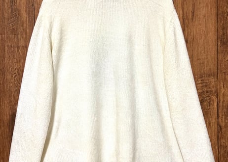 ニット セーター 白 刺繍 装飾 ハート レトロ おしゃれ 個性的 かわいい ヴィンテージ USA vintage used 古着/club723 クラブ723(N588)